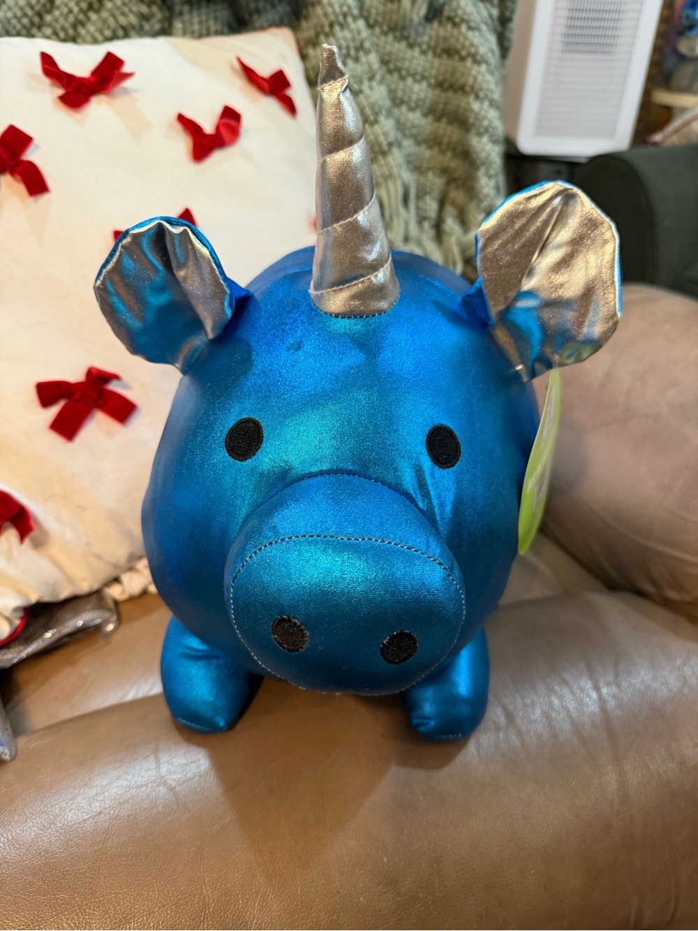 Metallic Blue Unicorn Pig Accent He’s The Cutest Piggy Bank.